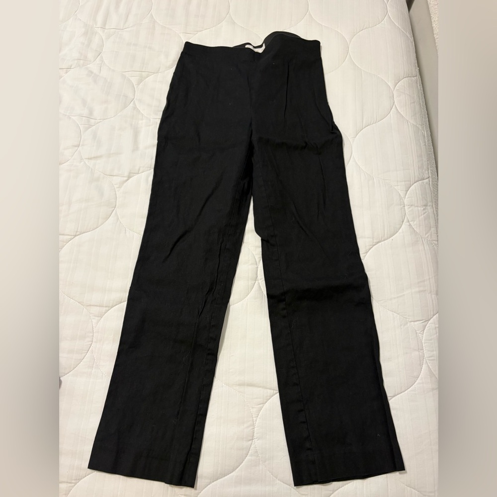 Mango Black Linen Straight-Leg Women's Pants